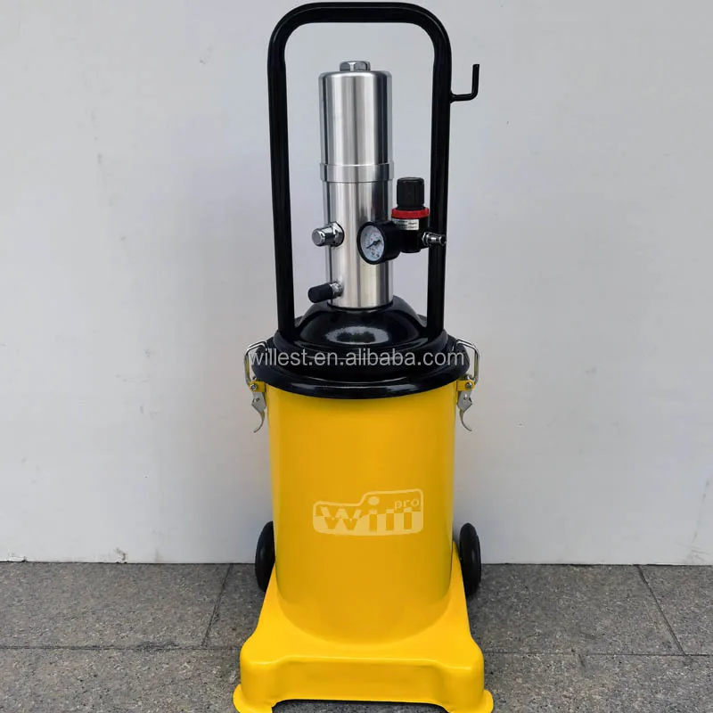 60:1 pneumatic grease dispenser HUTZ air operated grease pump with 12L or 15L barrel GPT12AC60L1 mobile bucket grease lubricator