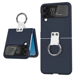 Beelan New Factory Wholesale Fashion PU Ring Strap Shockproof TPU PC Folding Mobile Phone Case For Samsung Galaxy Z Flip 4 Case