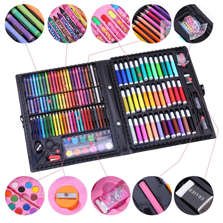 150 pcs Painting Drawing Set Crayon Colored Pencils Watercolors Pens For Kids Children Art Set excellent watercolor pen