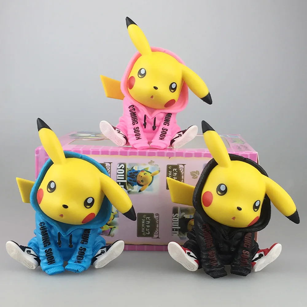 3D Poke Fashion Mini Action Figure Toy Pika Collection Cartoon Anime Car Desk Cake Decoration Model Deformed Toy Gift Figure
