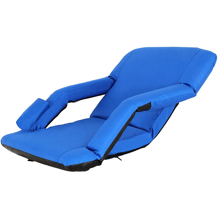 Foldable Camping Padded Backrest Seat Reclining Stadium Beach Chairs Adjustable Armrests For Bleachers