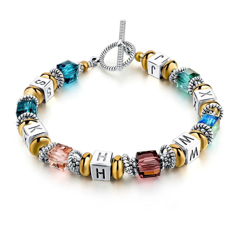 Hot sale Cheap colorful letter beads bracelet for women TURKEY style Beads Stone Crystal Charm Bracelet for girls (1600233668390)