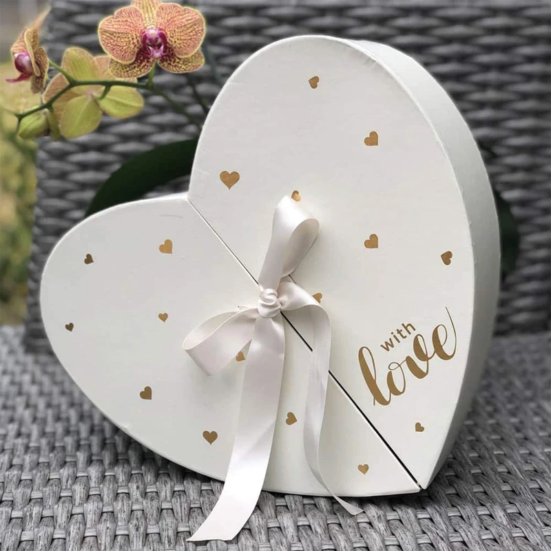 Wholesale custom luxury white love heart shaped flower box with insert foam for preserved rose nice heart shape gift box packing