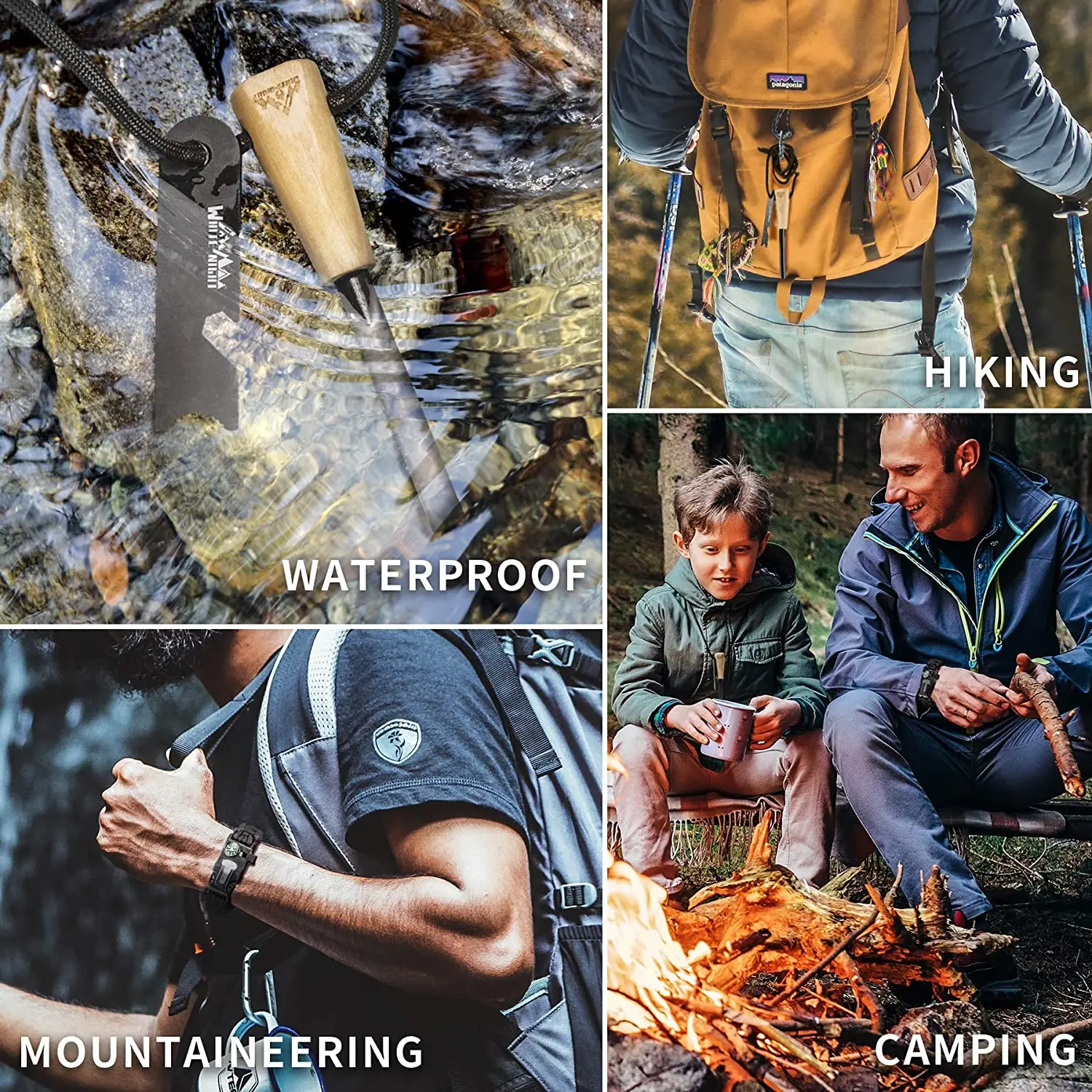 Camping Accessories Survival  Fire Starter Ferro Rod Flint Fire Starter Kit with Multi Tool Striker Bracelet for Camping