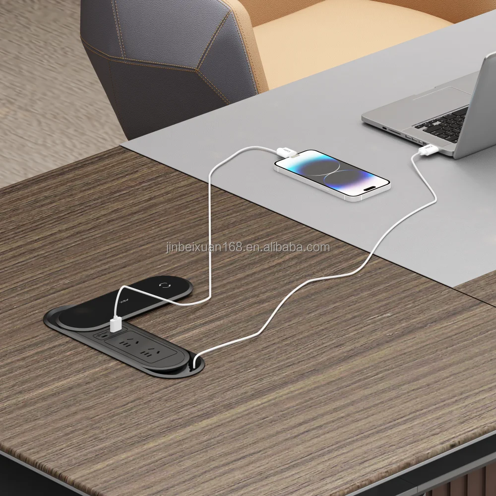 Modern office rectangular executive  meeting room table boardroom veneers multifunction socket 8,10,12 seater conference table