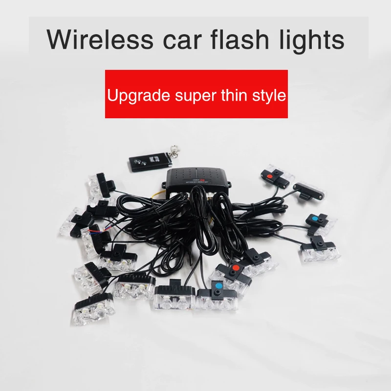 Car mid-grid flashing lights led high-power wireless one-to-eight ultra-bright clearing warning lights modified decorative light