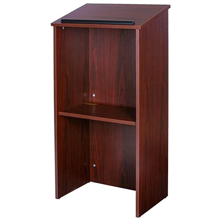 Fashion Design Durable And Practical Mahogany Floor Standing Podium For Hotel And Conference Room