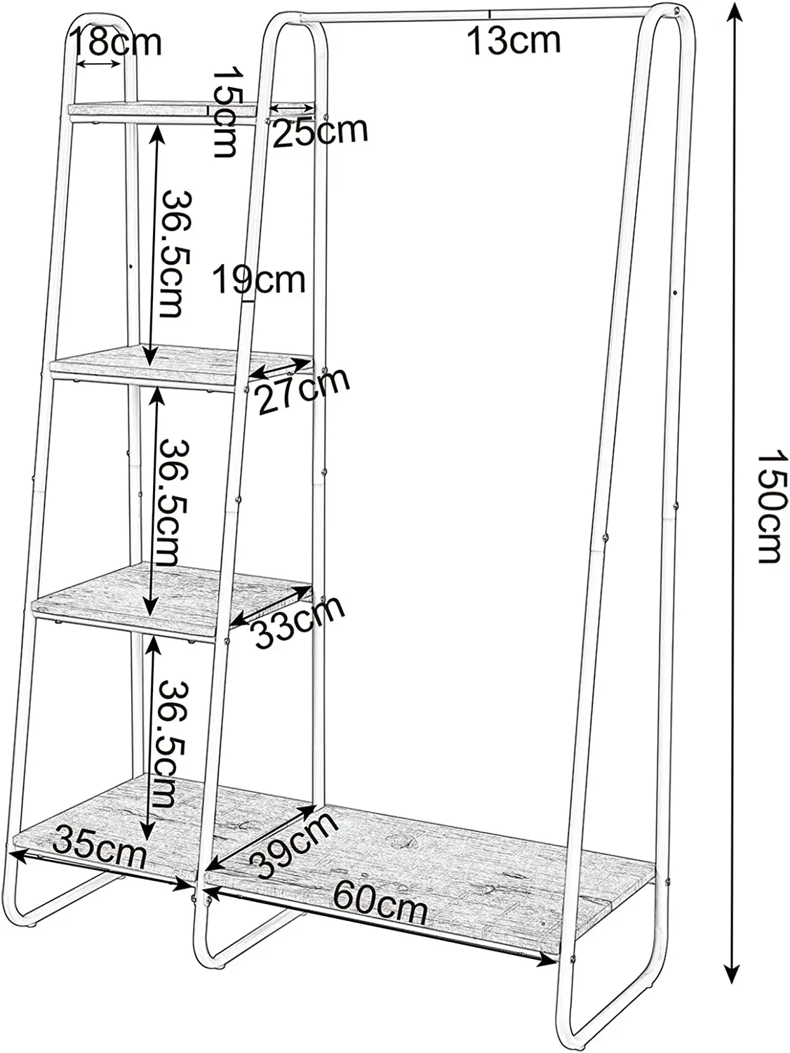 Modern Metal and Wood Clothes Stand with Shoe Rack Coat Hanger Stand for Home Hall or School Living Room Furniture