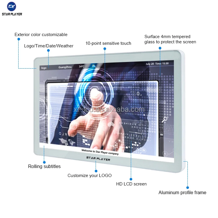 Star Player Factory 19 Inch Wall Mounted Digital Signage Player Lcd Advertising Touch Screen Display Digital Advertising Screen