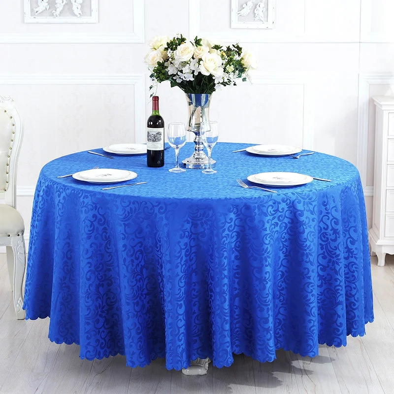 Wholesale Polyester Jacquard Birthday Banquet 132 Inch Round Tablecloth for Wedding Party Handmade Opp Bags 100% Polyester Solid