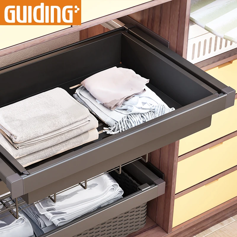 Factory High quality pull out closet organizer sliding square storage baskets for wardrobe