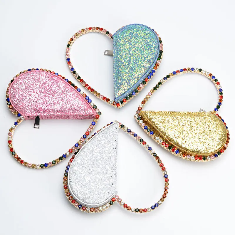 Женский клатч с блестками, элегантный вечерний клатч с цепочкой, сумки на плечо, блестящие алмазные сумочки в форме сердца для свадебных торжеств и вечеринок, кошелек