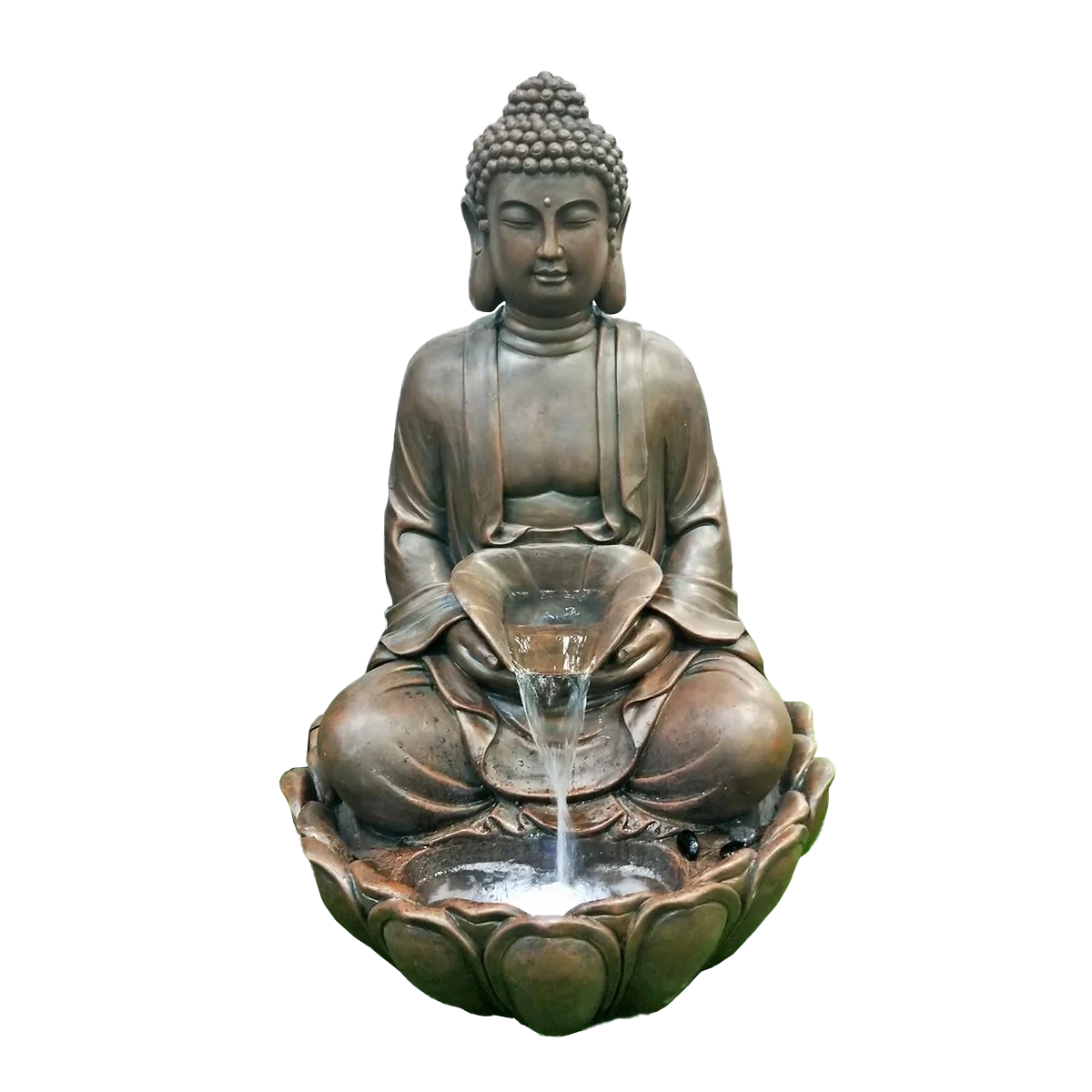 Brunnen Outdoor Garden Decoration LED Lighted Electric Buddha Statue Indoor Tabletop Fiberglass Water Fountain Durable Resin