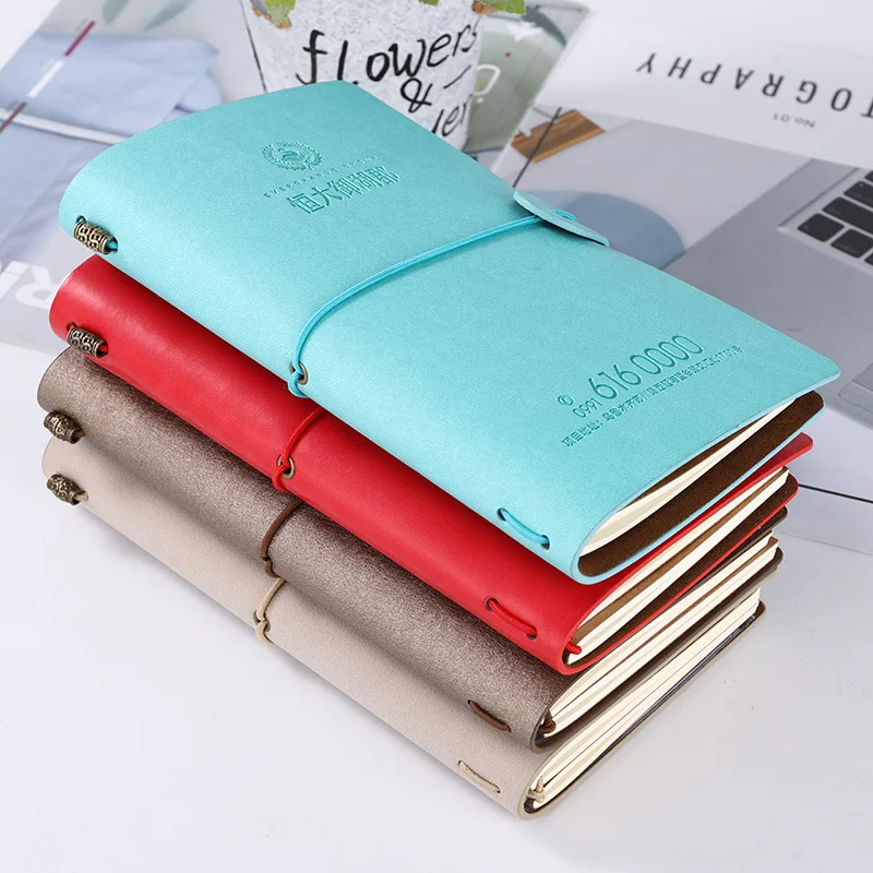 Vintage Leather Journal Notebook With Elastic Closed Classic Retro Ring Binder Diary Custom Notebook