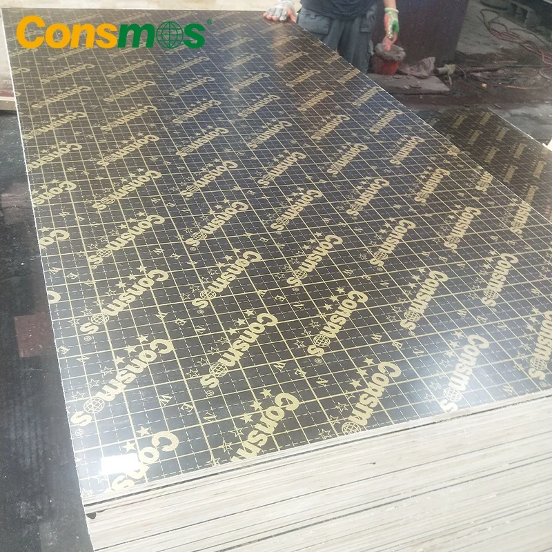 CONSMOS 18mm 20mm 21mm Black Veneer Poplar Core Marineplex Film Faced Shuttering Formwork Plywood Board Price