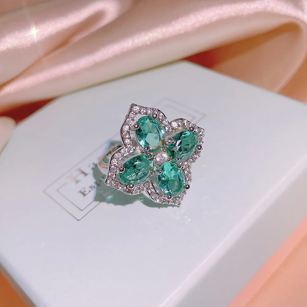 Holder earring necklace New Inlaid Cultivated Emerald Zircon Diamond Ring Earring Sterling Silver 925 Beautiful Necklace