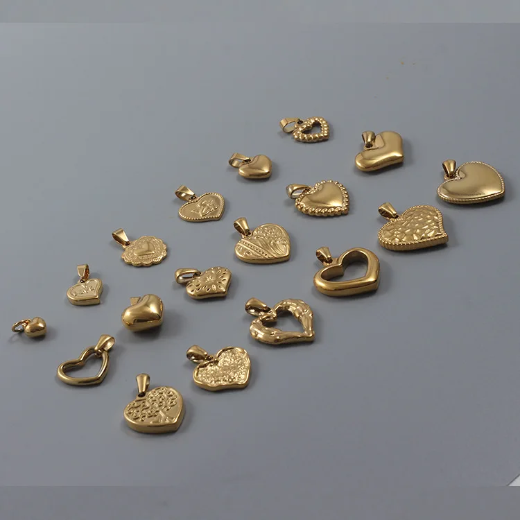 SSeeSY heart necklace pendant luxury bulk 18k gold plated stainless steel fashion jewelry charms for jewelry making