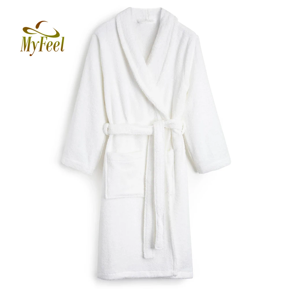 
100% Cotton mens Terry Cloth Robe Hotel Robes White Spa Terry Cloth Robe Men Towel Bathrobe 