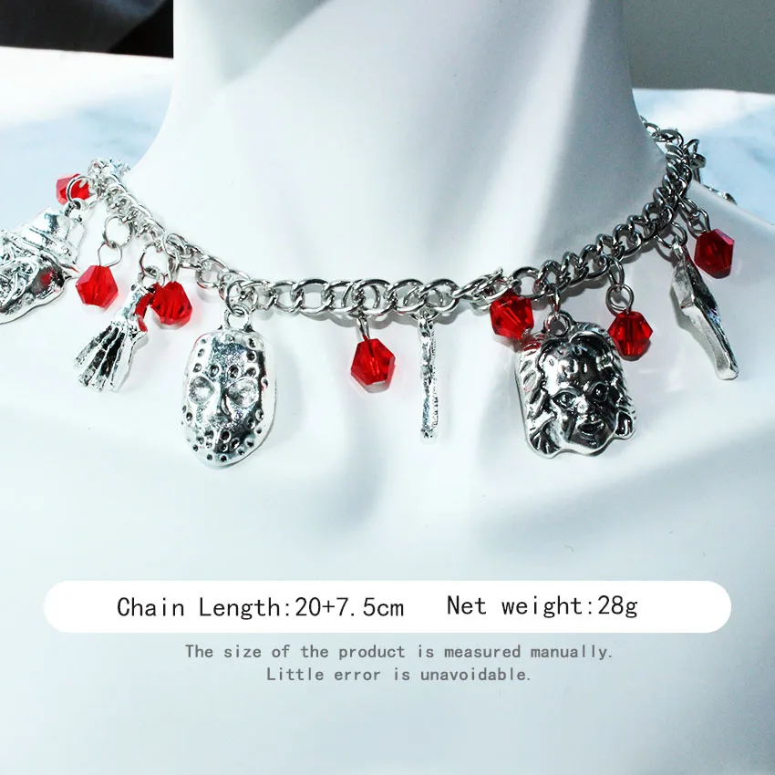 2021 New Design Waterproof Alloy Halloween Skull Black Red Chocker Necklace Charm Crystal Bracelet