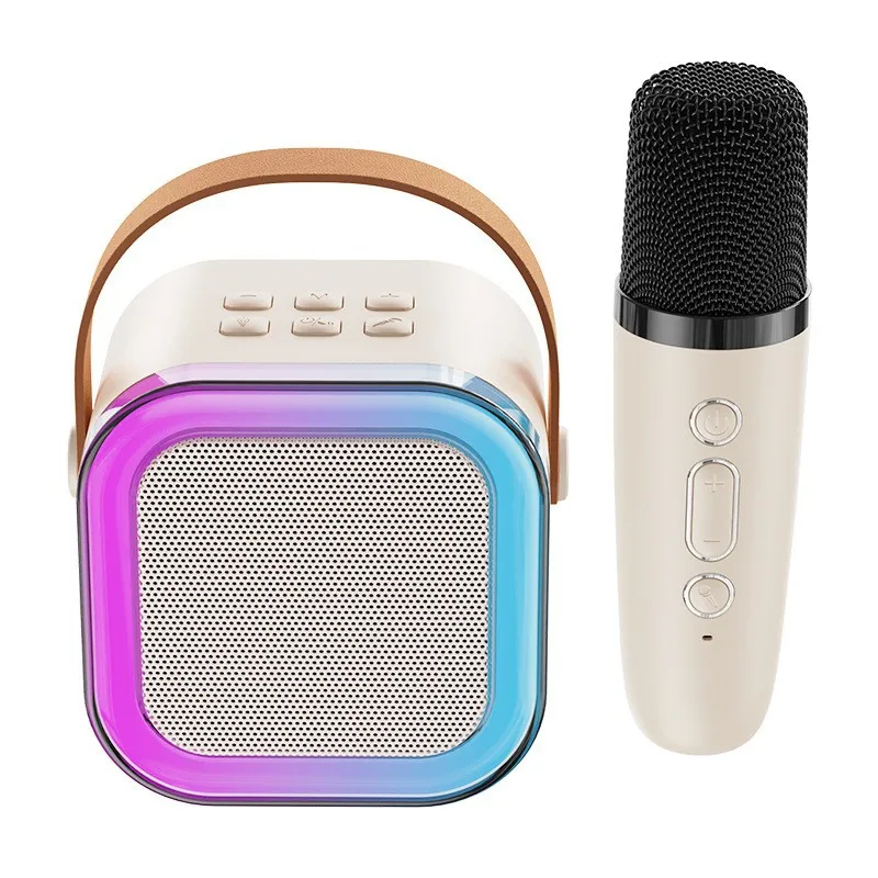 Portable Mini Karaoke k12 Speaker With Mic RGB color light Home singing Karaoke Family Wireless Outdoor Speaker K12