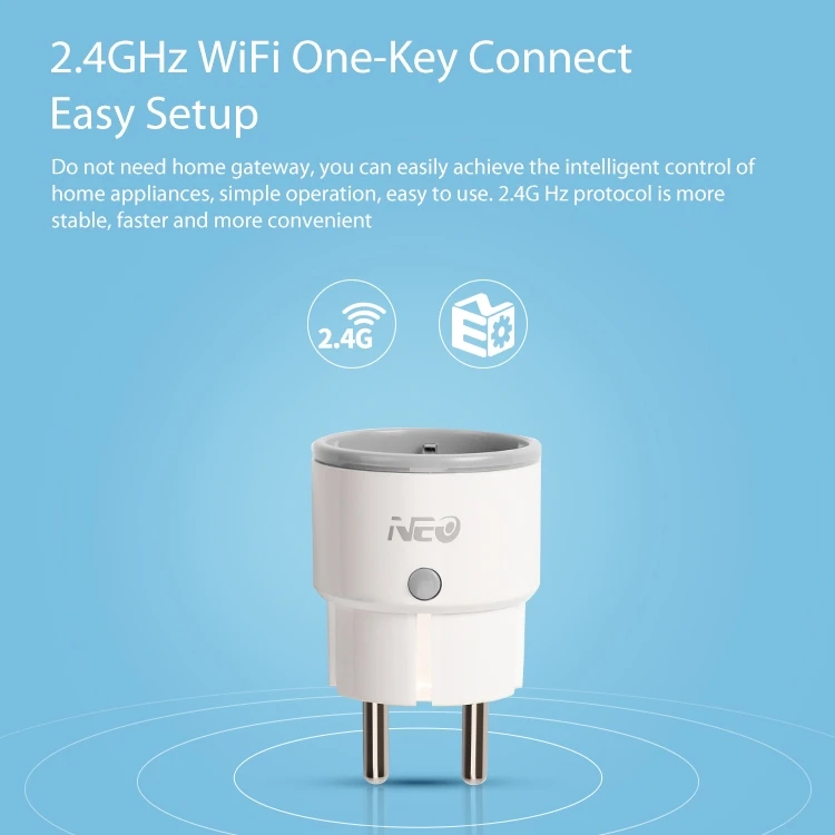 Лучшие продажи App управление NEO NAS-WR01W 16A штепсельной вилки евро ГРМ Мини 2 4G Wi-Fi электрическая штепсельная вилка EU с измерителем мощности