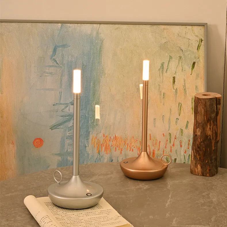 Metal LED Touch Table Lamp Portable Cordless Bedside Light Rechargeable Retro Led Lamp Coffee Table Decoration Battery Modern