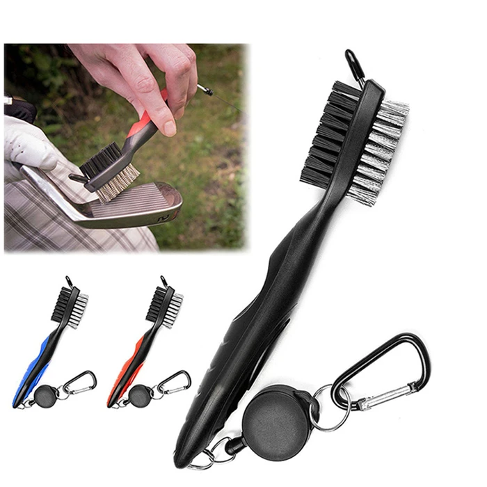 Easy to carry Custom Logo Golf Accessories Stretchable Golf Brushes with Carabiner Club Members Necessity Golf Mud Clean Brush