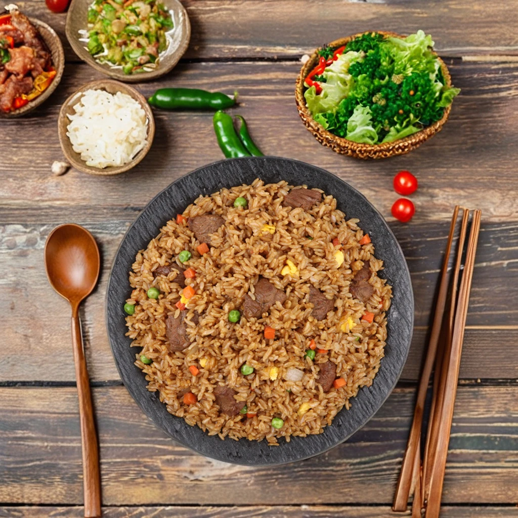 High Quality Fast Food Beef Fried Rice With Black Pepper Dinner Dishes Convenience for Home and Commercial Use
