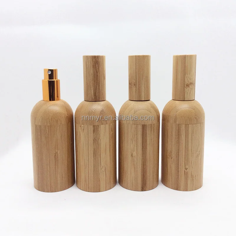 Portable Mini Aluminum Perfume Sub Packaging Spray Portable Cosmetics Liquid Container with Bamboo Bag Refillable Glass Bottles