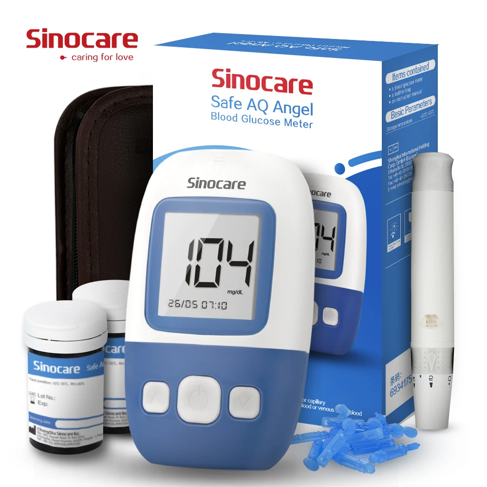  SINOCARE Safe AQ Angel Blood Glucose Meter With 50 Pcs Test Strips