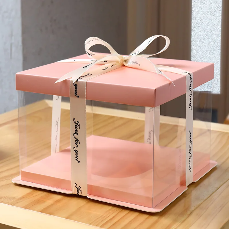 Transparent Box Plastic Clear Pvc Cupcake Round Bakery Large 8 10 Inch Luxury Cake Tall Boxes For Cake Packing Cake Paper with