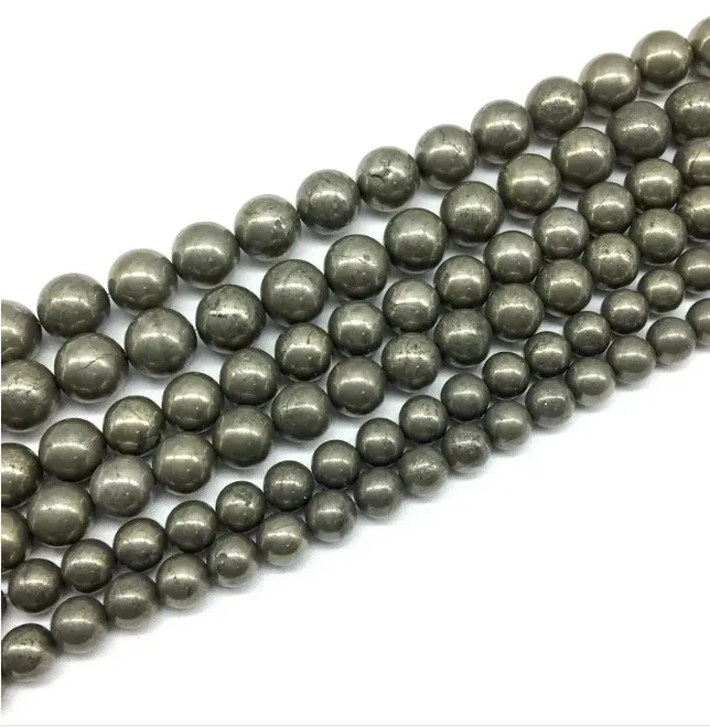 4mmm round plain loose pyrite natural stone loose beads strands