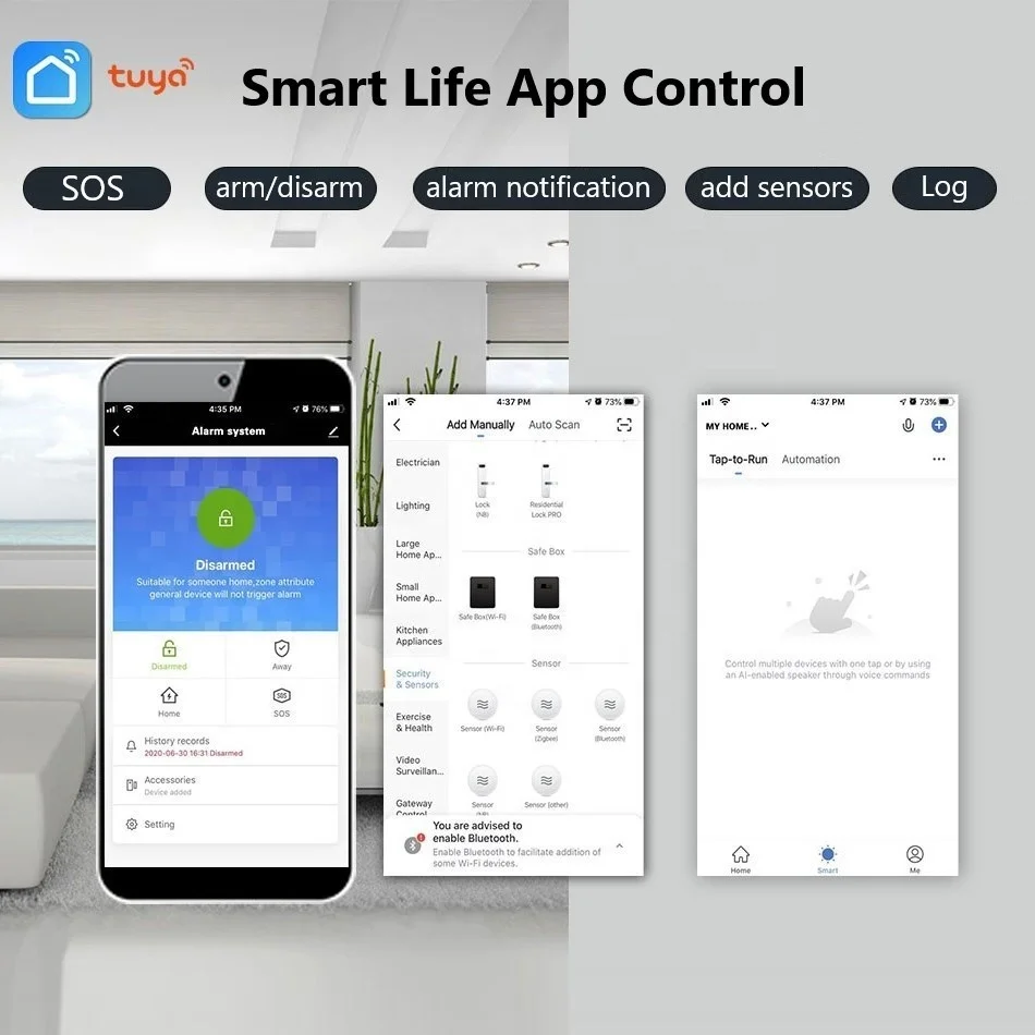 App Control Remoto Tuya Smart Life House Alarm System Wireless Alarma Para Casa WiFi GSM Home Security Systems