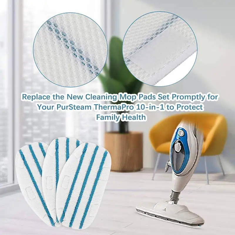 Magic Mop Refill Floor Cleaning Microfiber Flat Mop Pad Replacement Steam Mop Pads for Pursteam Thermapro 10-in-1