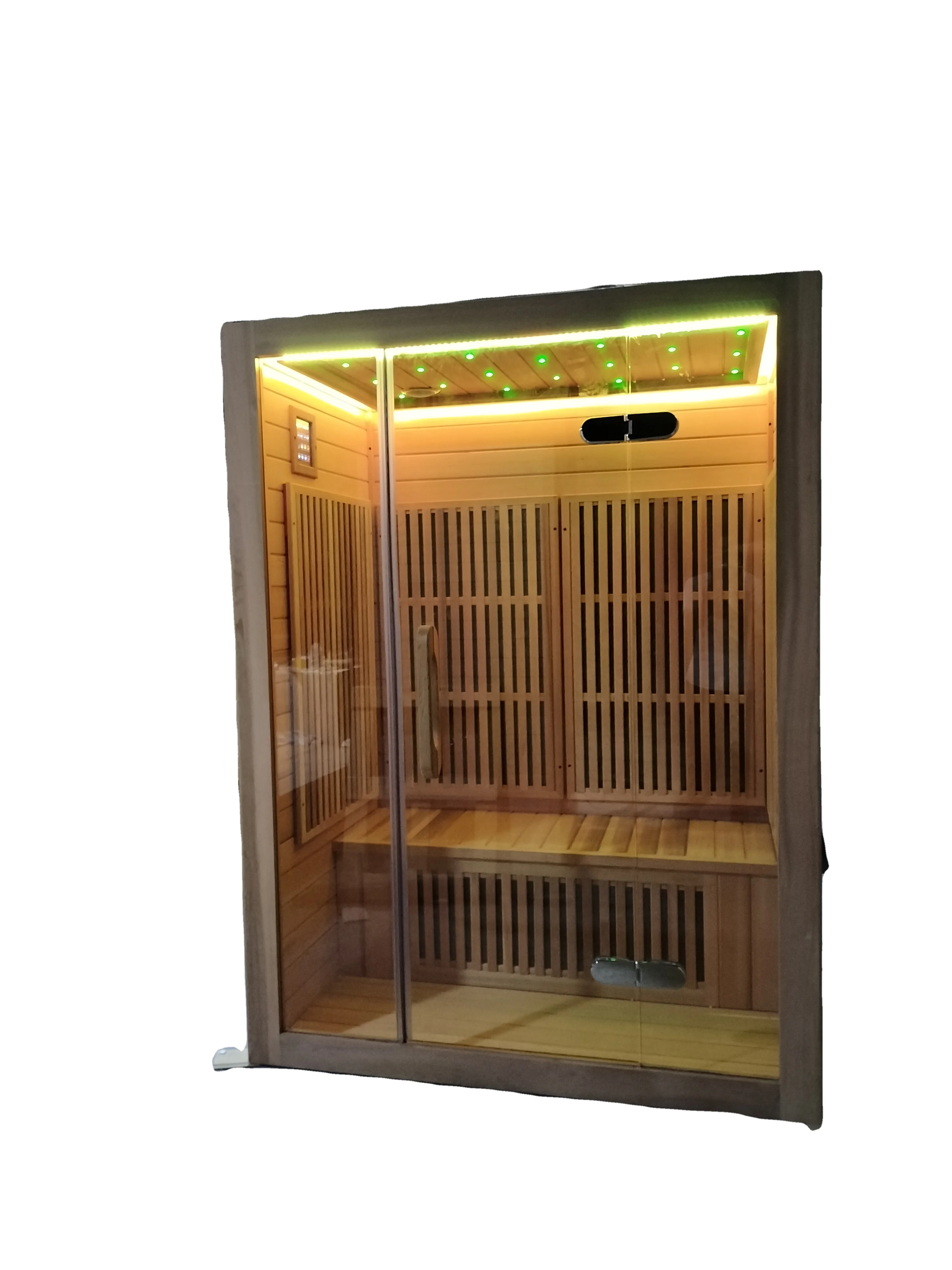 Solid Wood Infrared Sauna Room 2-4 People Capacity 220v Voltage with Far Infrared & Hemlock Functions & Features