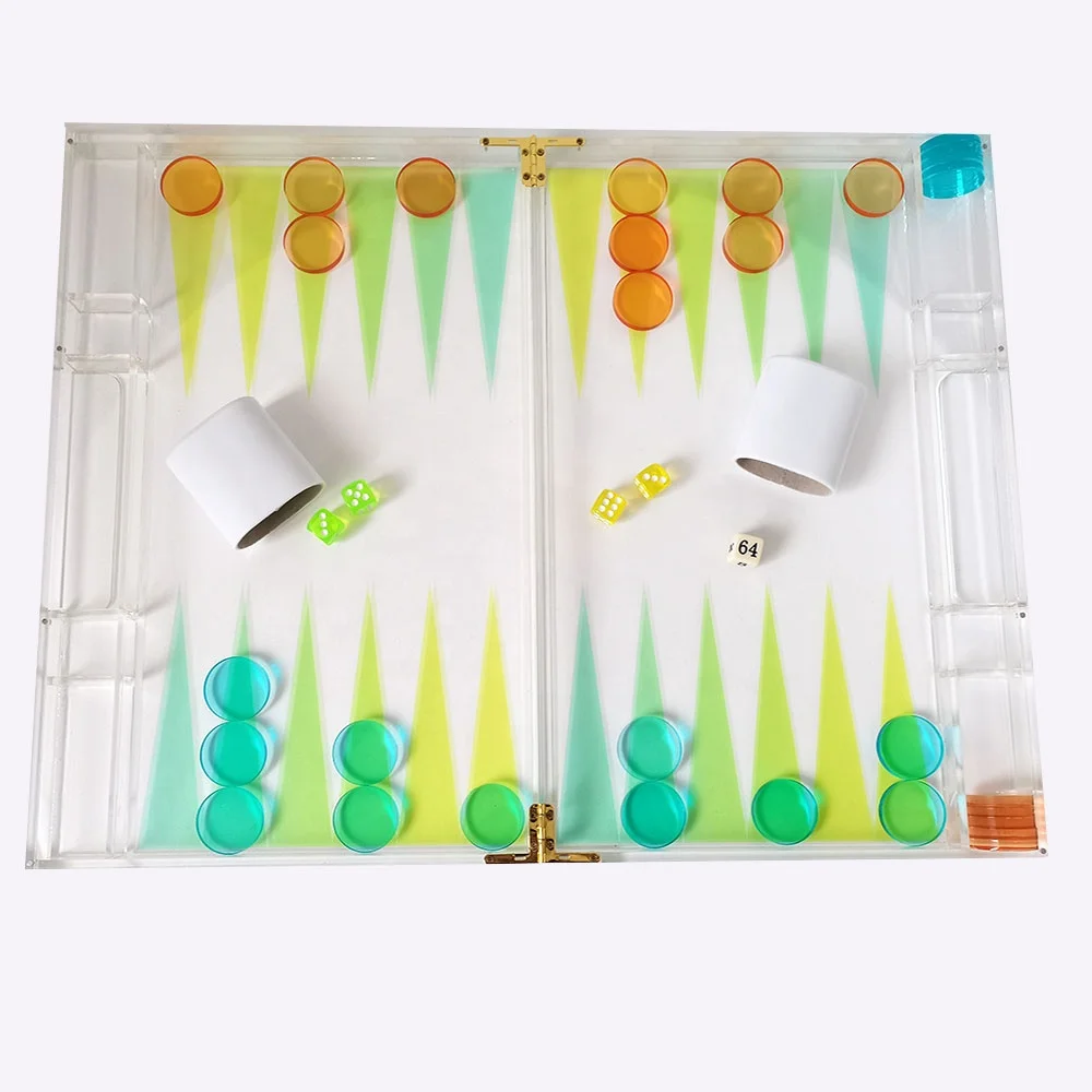 Luxury custom acrylic backgammon game family travel chess board game set  perspex backgammon game acrylic