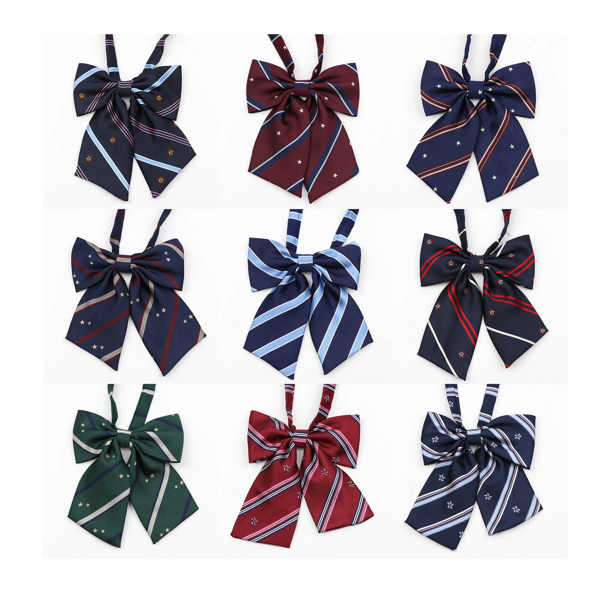 Качественный галстук-бабочка для девочек в стиле колледжа, в полоску, красного, синего цвета, школьная форма JK, шикарный студенческий воротник ручной работы, аксессуары для рубашек-бабочек