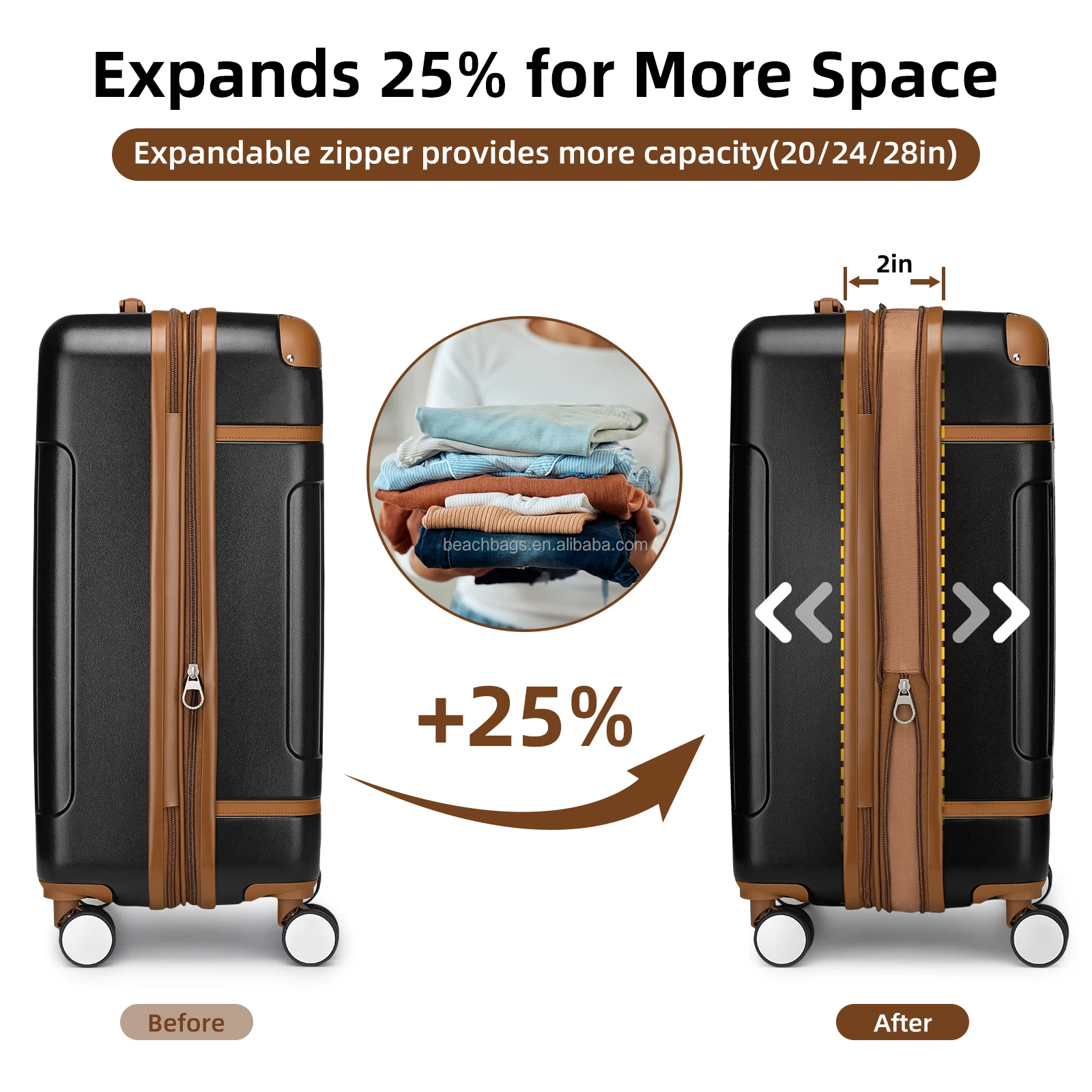 Custom wholesale Large capacity Interior Space Suitcase 360Swivel Portable Luggage Fashion Unisex 6 pcs Carry-on Luggage Sets