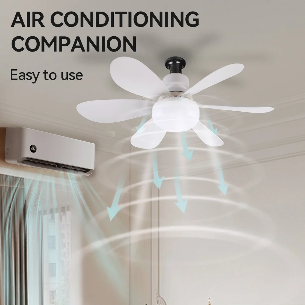 Dingdian LED Detachable LED Fan Light LED Lamp E27 Silent Ceiling Fan Light with Remote Control Indoor White Modern 80 ABS 100