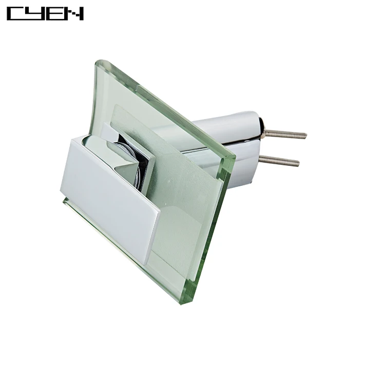 CYEN New Design Waterfall Single Hole Single-Handle Low-Arc Bathroom Faucet With Glass Spout In Polished Chrome