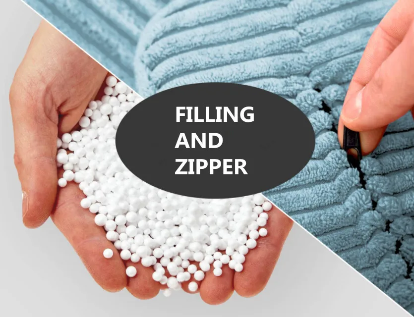 Customized Crash Pad 140*180cm Big Cushion Bean Bag Sofa Living Room Furniture Corduroy Bean Bag Chair Luxury Beanbag Cover