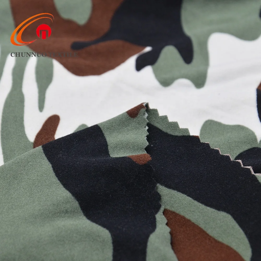 Shaoxing Chunnuo Textile Manufacturer Brushed Camouflage Lycra Fabric Printing