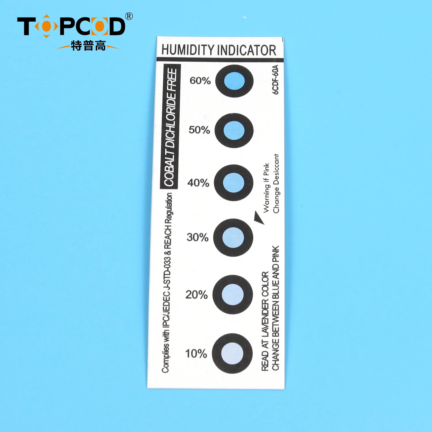 6 точек, 10%-60% кобальтовый дихлорид, карта контроля влажности, синяя-розовая для упаковки печатных плат