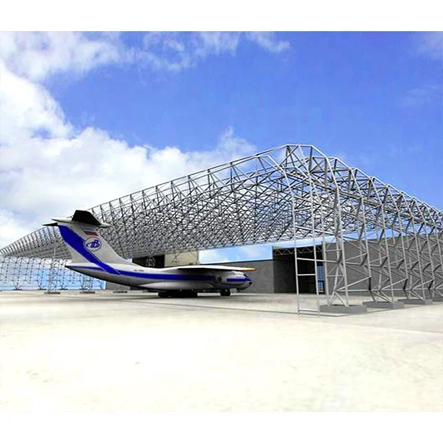 SAFS Prefab Light Weight Cuvred Steel Space Frame Construction Structure Airplane Hangar Aircraft