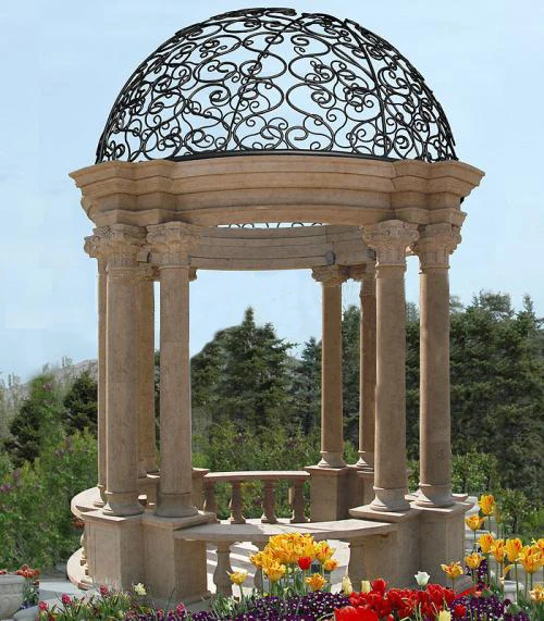 Cheap Price Custom Natural Stone Marble Outdoor Garden metal Gazebo