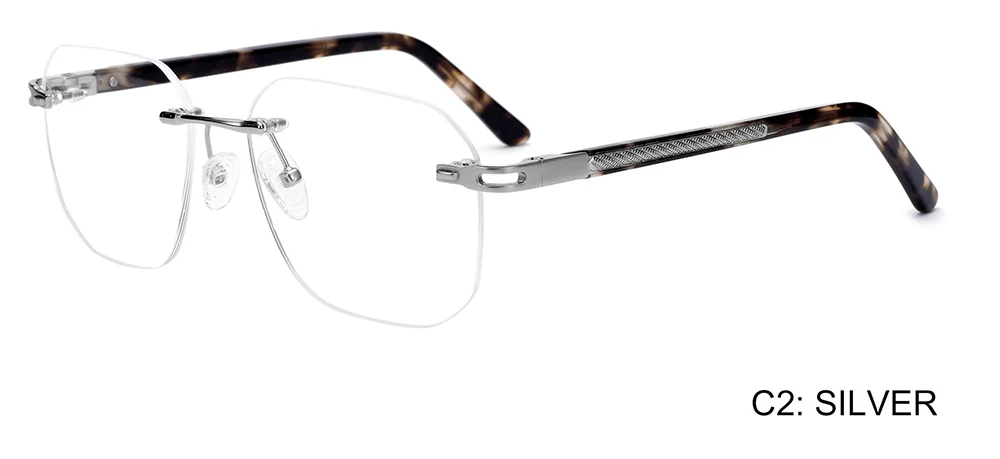 Ready stock nice design polygon lens rimless glasses for optics with a gold frame brand