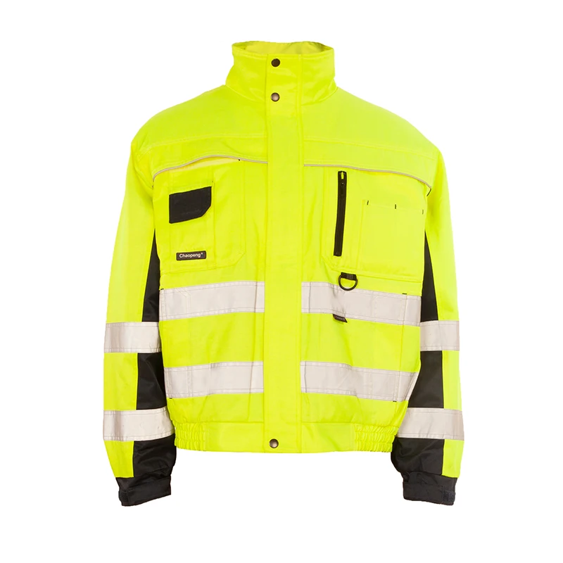 Fluorescent reflective workwear jackets produced by factories to ensure safety