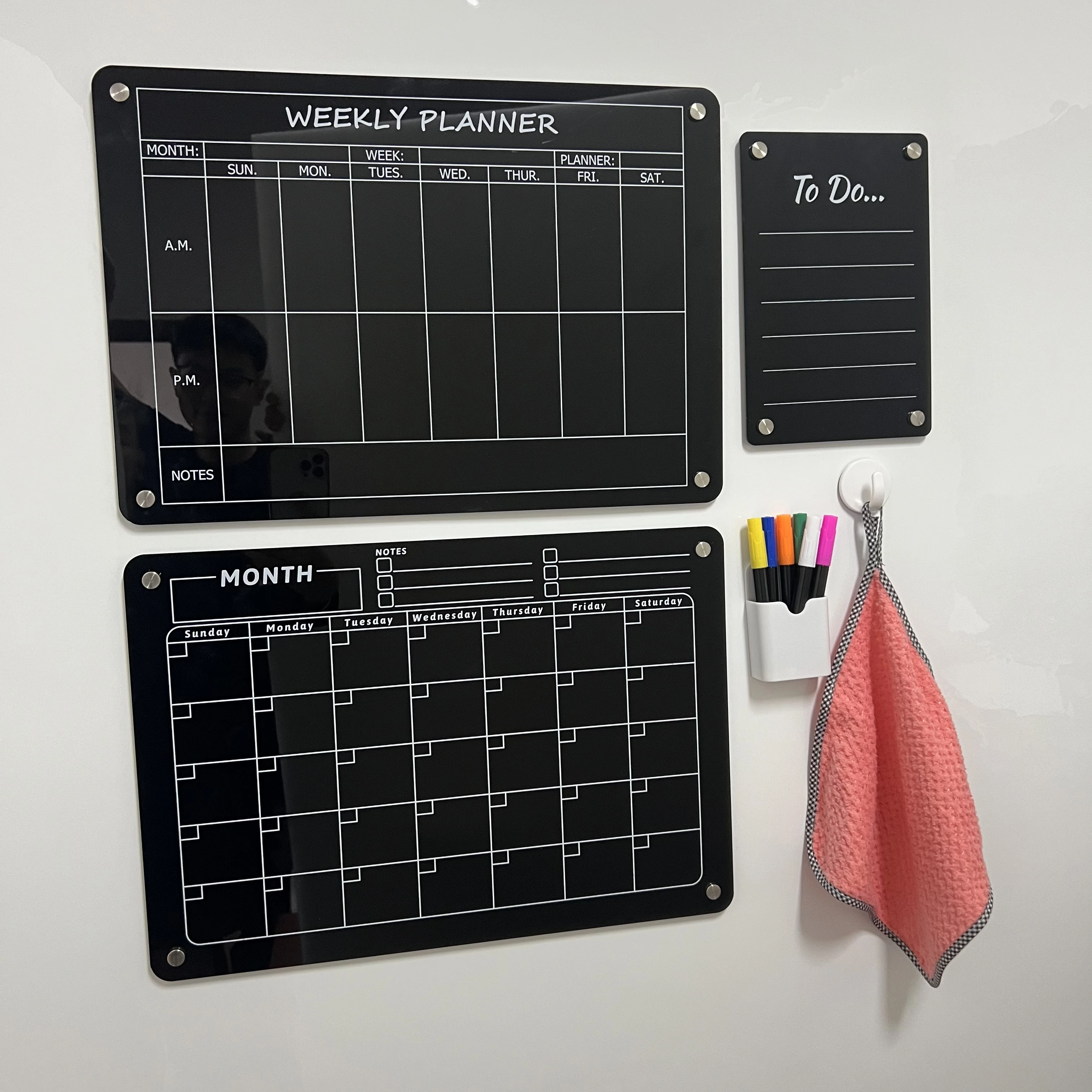 16*12 inch extra strong magnet dry erase table acrylic calendar board for fridge