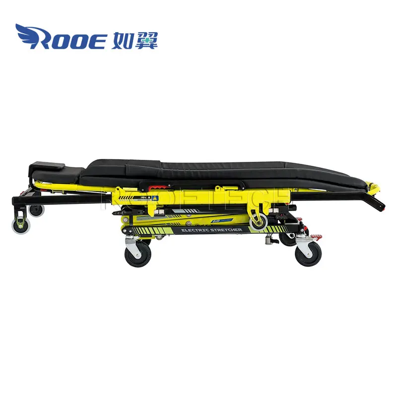 First Aid Double X-shaped Base Frame Structure Automatic Loading Powered Ambulance Stretcher
