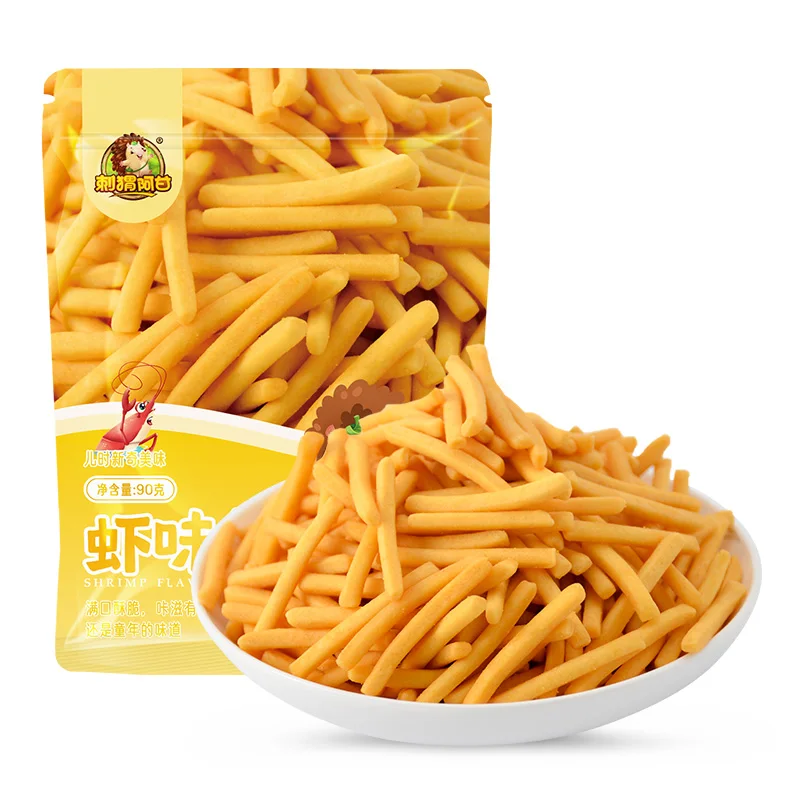 Chinese snacks 12g 90g Dried Small Instant Shrimp Flavour Strips Crispy and delicious Christmas Brand Snacks Wholesale